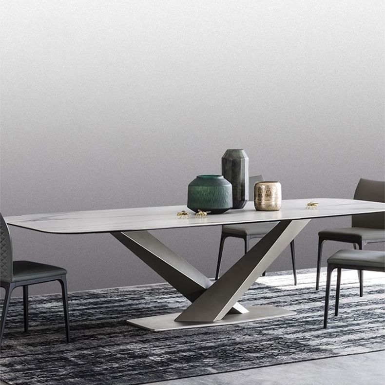 Stone Dining Table Traditional Luxury Dining Table with Pedestal Base