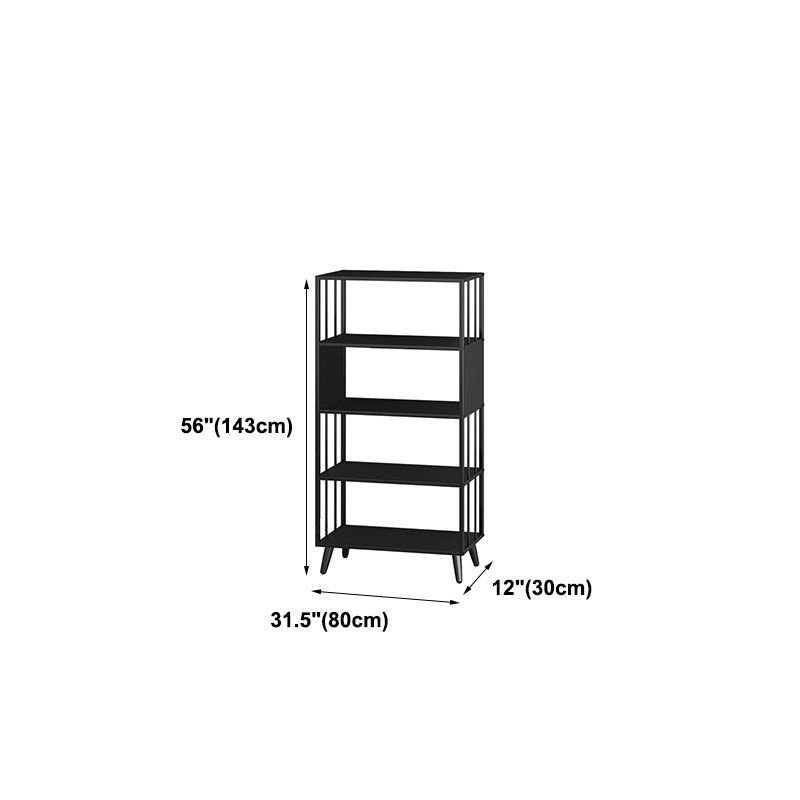 12" W Black Iron Frame Bookshelf Modern Open Storage Bookcase for Home Office