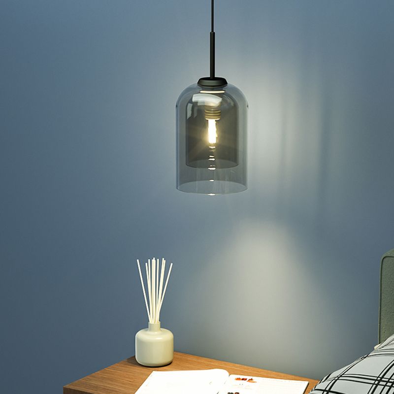 Double lunettes ombre minimaliste suspendu à 1 lumière Mini Pendant moderne Mini Pendant Lumière pour chambre à coucher