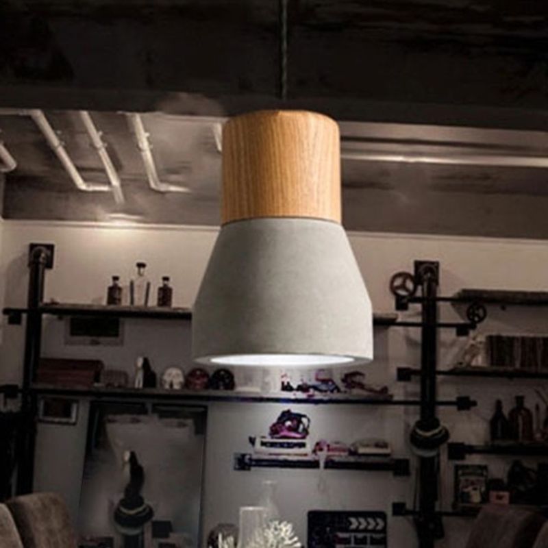 Zement + Massivholz Einfachheit Mini Hanging Light 4,9 "breites nordischer Lampen -Leuchten -Anhänger für das Café