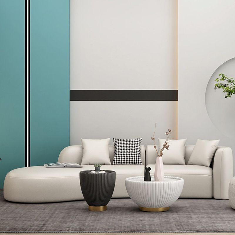 Contemporary Curved Seating Tight Back Tuxedo Arm Sofa for Living Room
