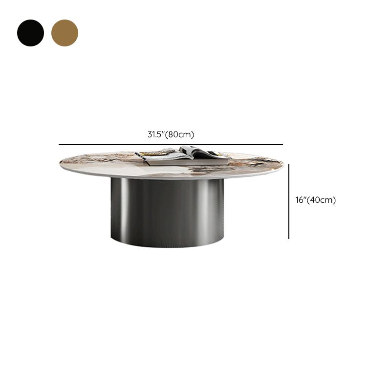 Pedestal Round Coffee Table Glam Slate Nesting Coffee Table Set