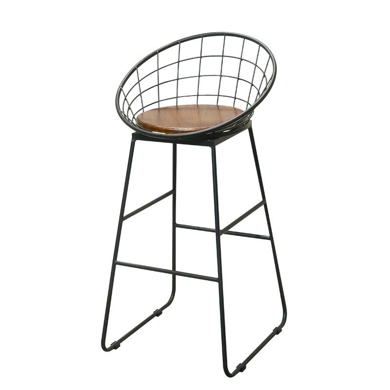 Dining Room Industrial Style Barstool Iron Pedestal Bar Stool with Pedal