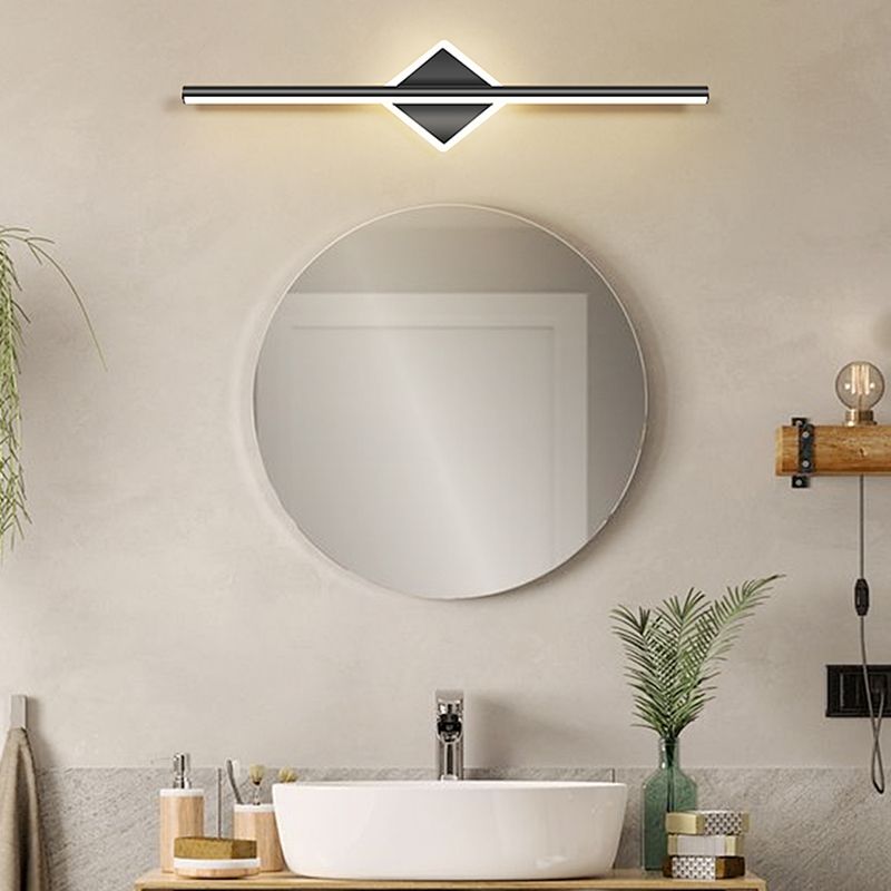 Black Strip Minimalist Mirror Light Nordic Style 1 Light Vanity Light for Bedroom