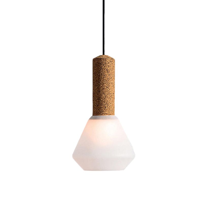 Moderniste 1-Light Pendant Wood Diamond Plafond Plax Aménagement avec une teinte en verre gris blanc texturé