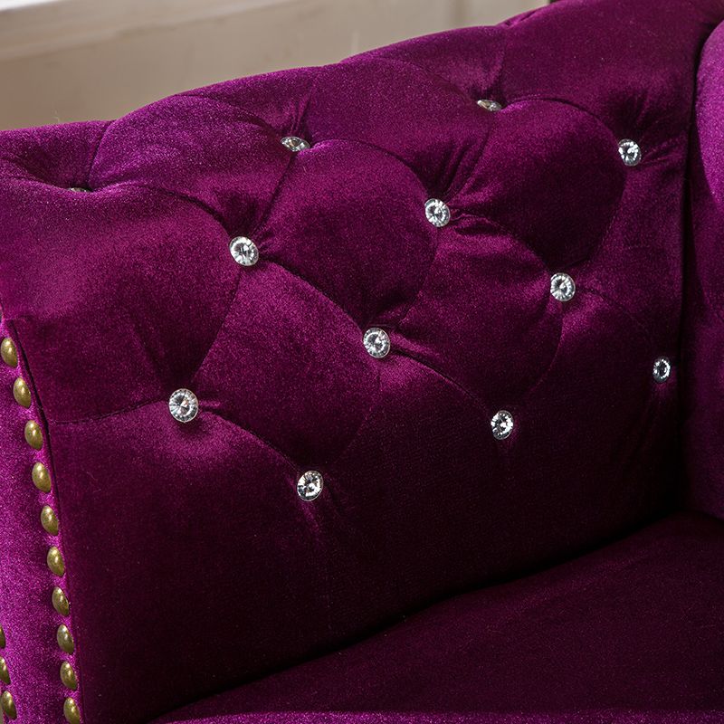 Living Room Velvet Rolled Arms Chaise Modern Chaise Lounge with Upholster