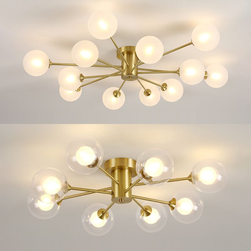 Glass Bubbles Semi-Flush Ceiling Light Nordic Style Semi Flush Mount Ceiling Light