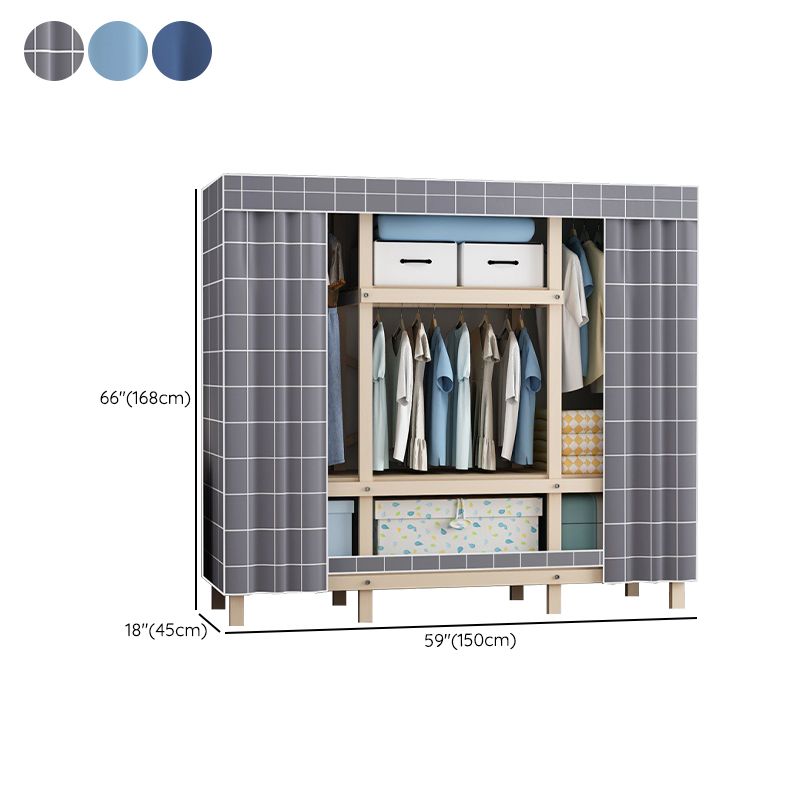 Contemporary Style Wardrobe Pine Solid Wood 1-Door Wardrobe Closet for Bedroom