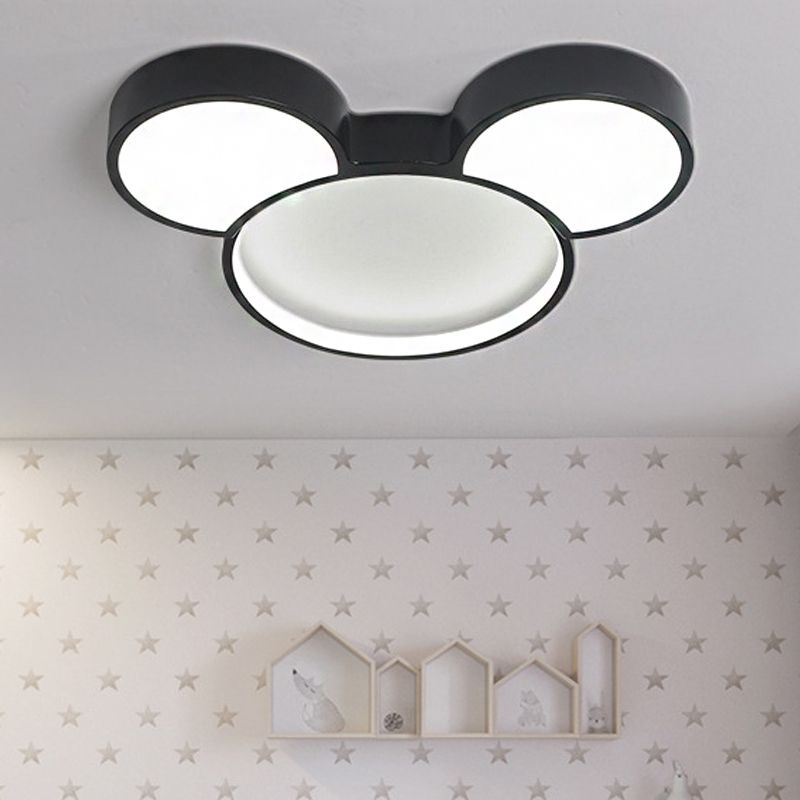 Acrylic Cartoon Mouse Ceiling Lamp Modern Simple LED Ceiling Mount Light in Black for Child Bedroom