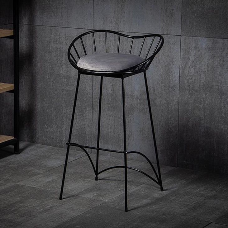 Industrial Metal Round Barstool Patio Bar Stool with Metal Legs
