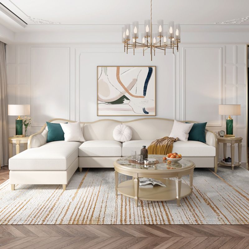 French Country Faux Leather Sofa with Ottoman Included in Wood