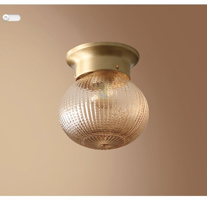Gold Round Flush Mount Ceiling Light Fixture Modern Style Glass Flush Ceiling Light Fixture