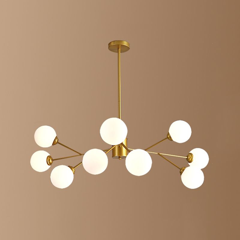 Contemporary Gold Frame Chandelier Light Fixtures Glass Hanging Chandelier for Bedroom