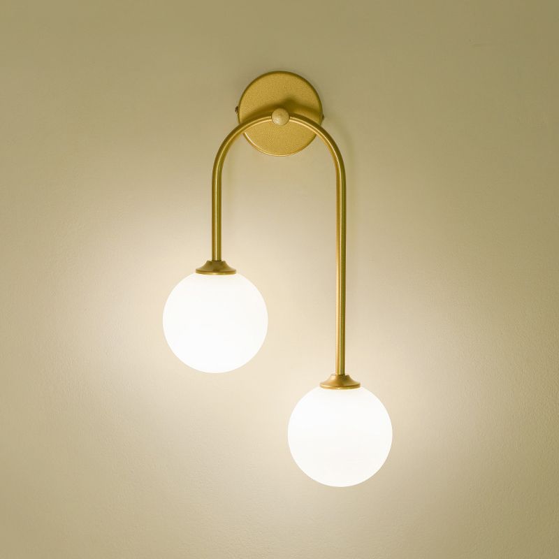 2-Light Golden/Black Contemporary Wall Mounted Sconce Iron Wall Light for Foyer