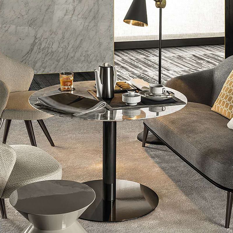 Metal Traditional Luxury Round Table Sintered Stone Table with Pedestal Base