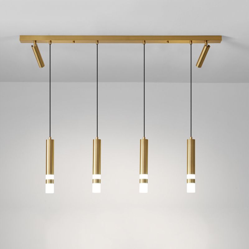Cilindros de oro Luz de la isla Luz de estilo contemporáneo LED Metal Island Fixture