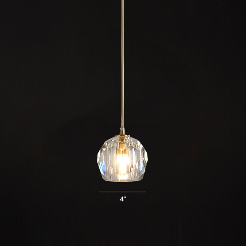 Bille en cristal facette suspendue lampe minimalisme en or