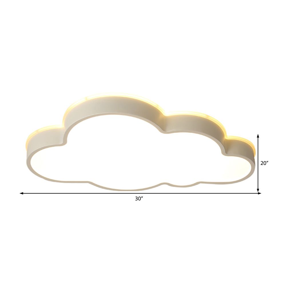 Cloud Slim Panel Flush Mount Light Simple Stylish Acrylic LED Ceiling Light in White for Adult Baby Room