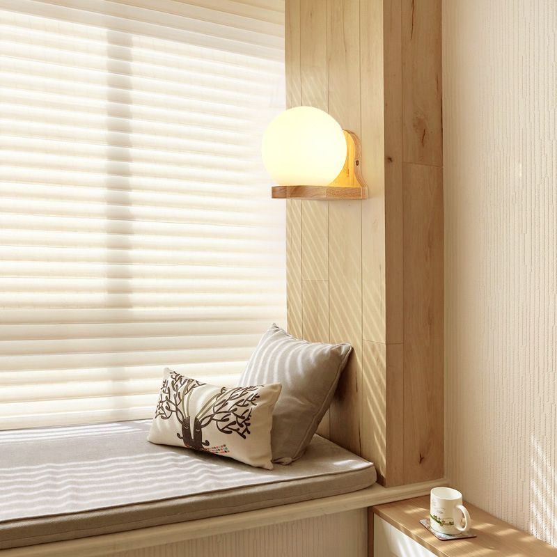 Modern Style Global Wall Light Sconces Wood 1 Light Wall Mounted Lamps