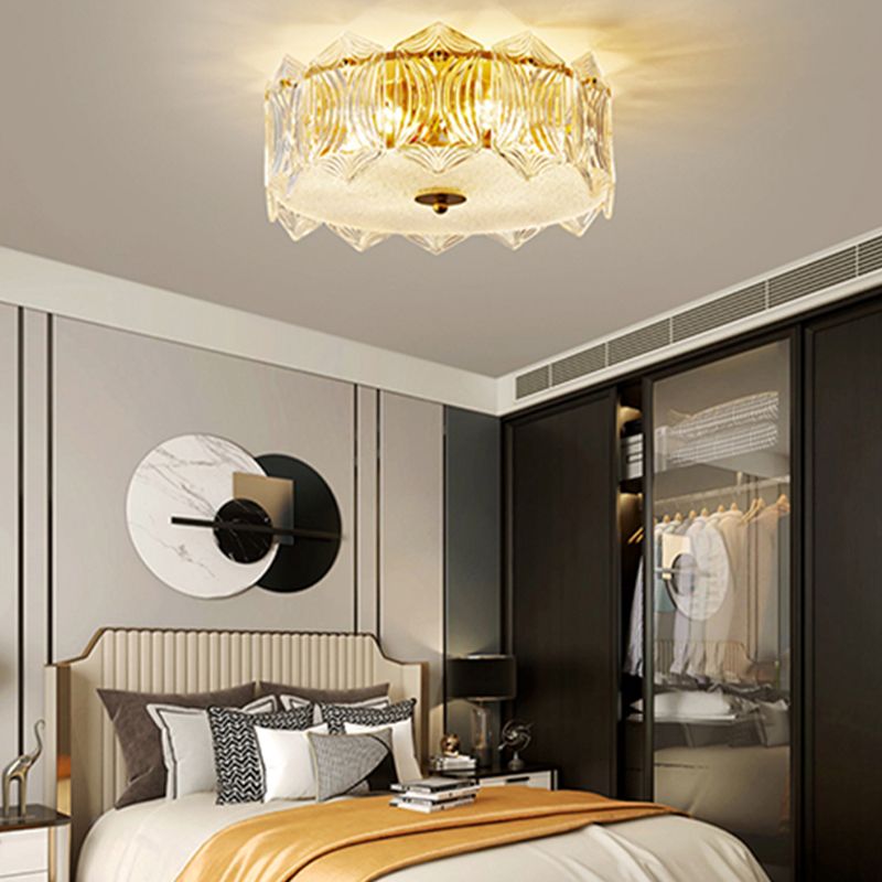 Lustre de salon en cristal encastré transparent moderne