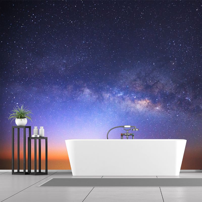 Washable Galaxy Moon Night Mural Decal Contemporary Non-Woven Wall Covering, Custom Print