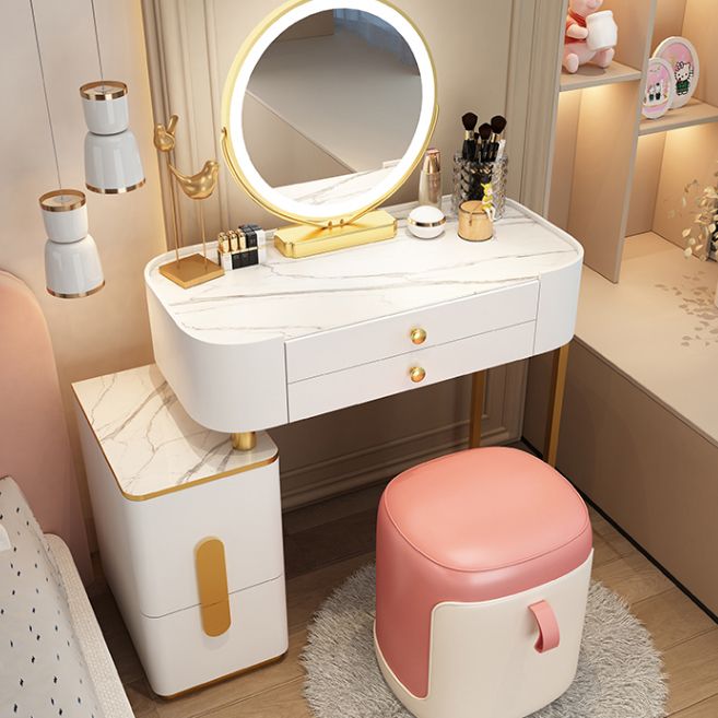 Modern Lighted Mirror Makeup Vanity Desk Storage Box Makeup Vanity Set with Drawer