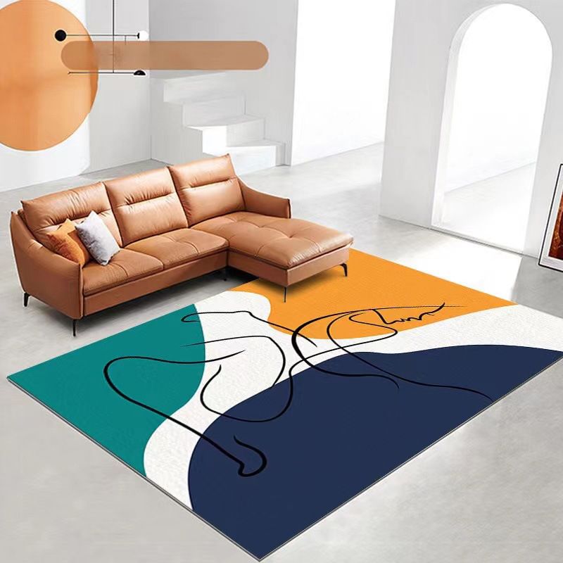 Orange  Modern Rug Polyester Color Piece Rug Non-Slip Backing Rug for Living Room