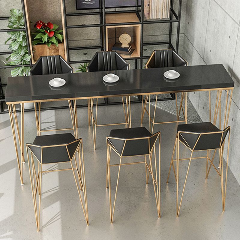 Glam Bar-height Table Solid Wood Top Pub Table for Dining Room