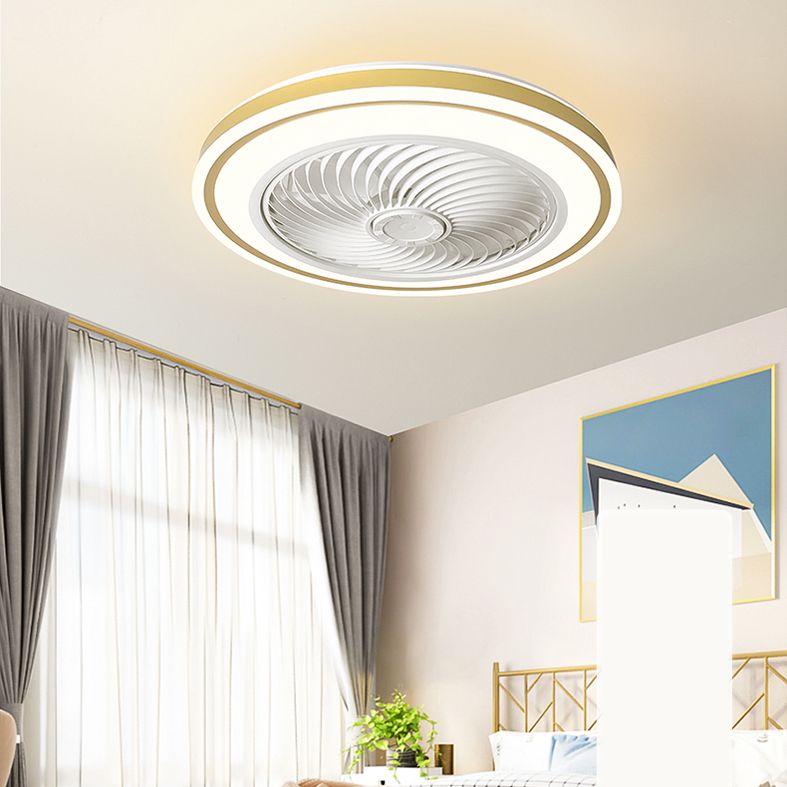 Télécommande Ventilateur de plafond Round Fabrication Macaron Metal LED Semi Flush Mount Mount Lampe For Bedroom