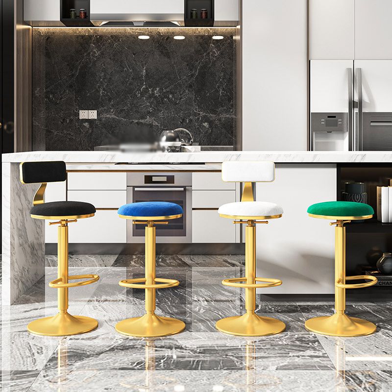Taburete giratorio ajustable Glam, taburete de bar de cocina de hierro con cojín de terciopelo