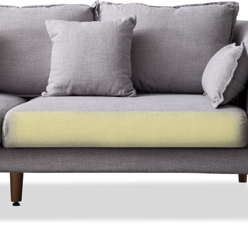 Modern Fabric Stationary Sofa 1/3-seat Flared Arm Sofa in Grey
