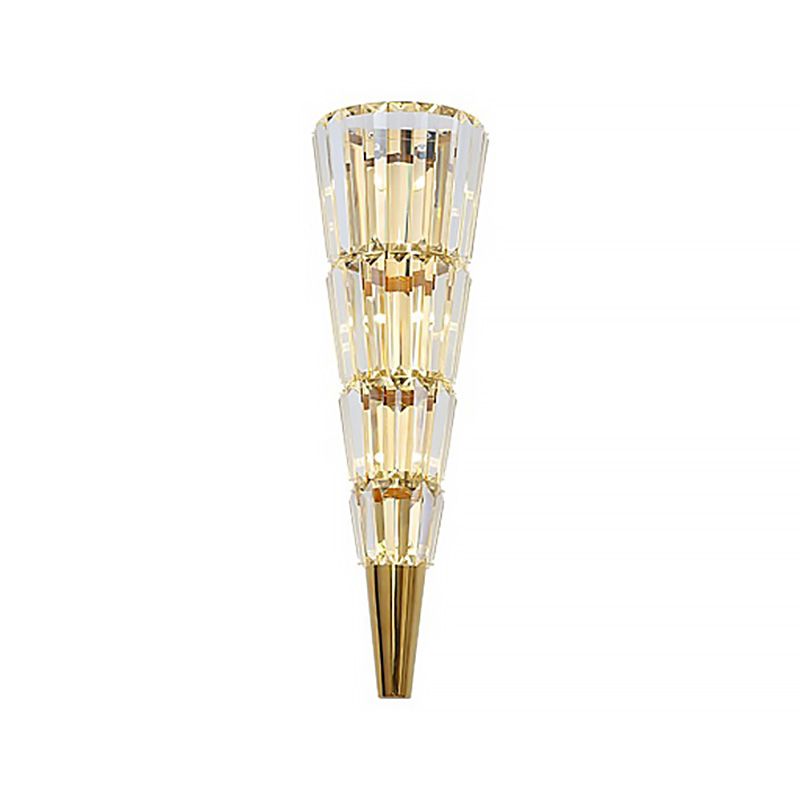 Layered Wall Mount Lighting Vintage Style Clear Crystal 6/8 Lights Golden Wall Sconce for Living Room, 21"/27.5" Height