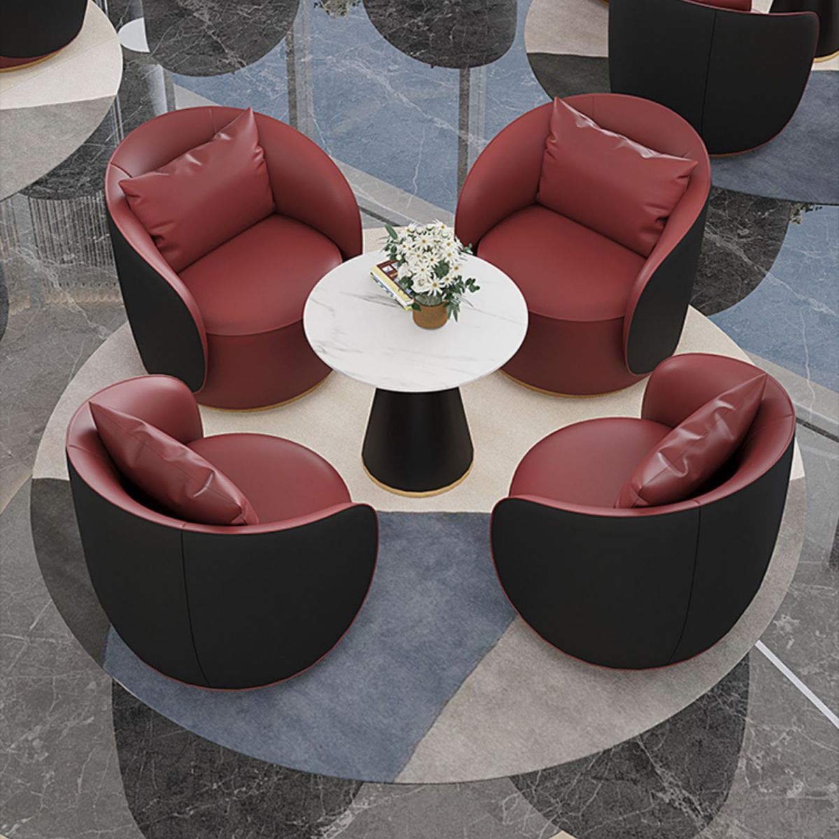 Faux Leather Arm Chair 30.70" High Recessed Arms Accent Chair