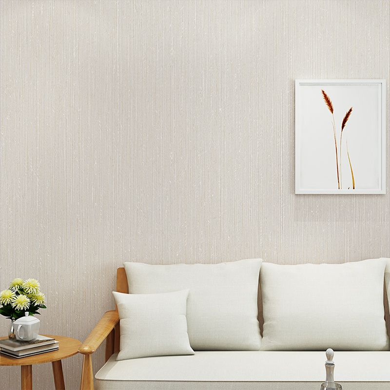 Simple Solid Striped Wallpaper Soft-Color Waterproofing Wall Covering for Bedroom