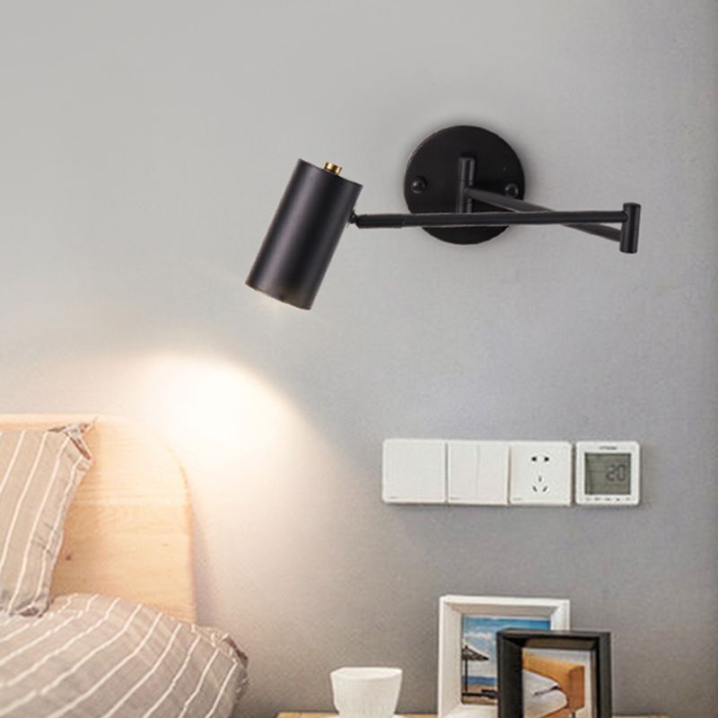 Lámpara de pared ajustable de aluminio electroplacado en la luz de pared cilíndrica de hierro de estilo de lujo moderno