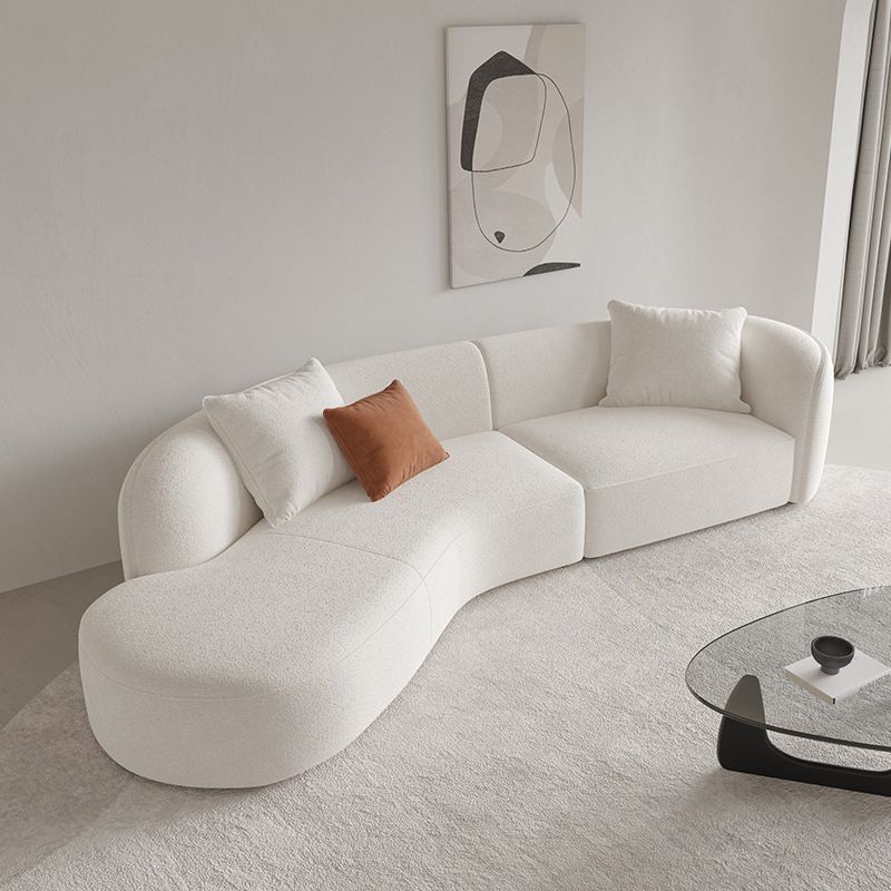 35" Wide Scandinavian Sectional Sofa Fabric Cream Sectional with Bostol Pillows