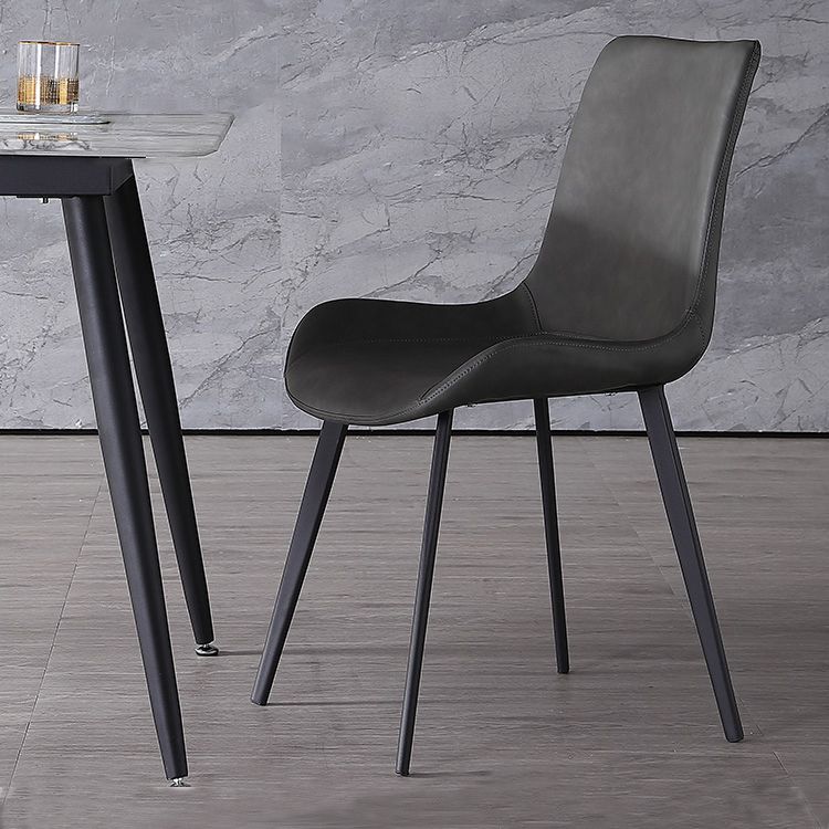 Silla auxiliar de cuero para el hogar contemporánea, acabado mate, sillas de comedor Parsons