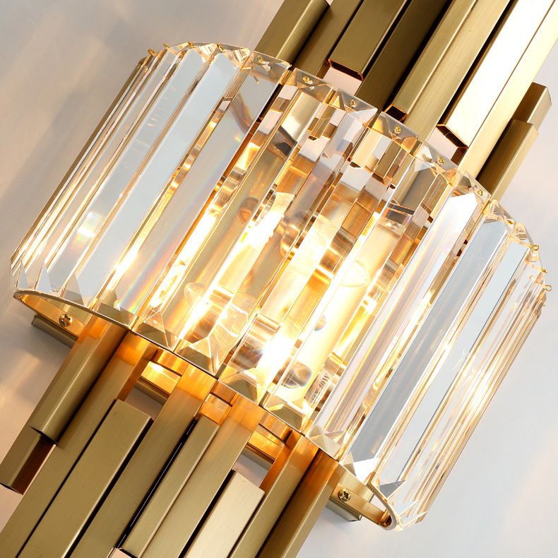 2 luci Lampada da parete in cristallo interno Strisce di metallo in metallo Stripsponi di scarico in oro