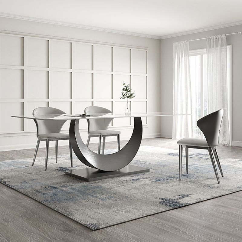 Industrial Dinner Table Stone Rectangle Dining Site Table for Dining Room