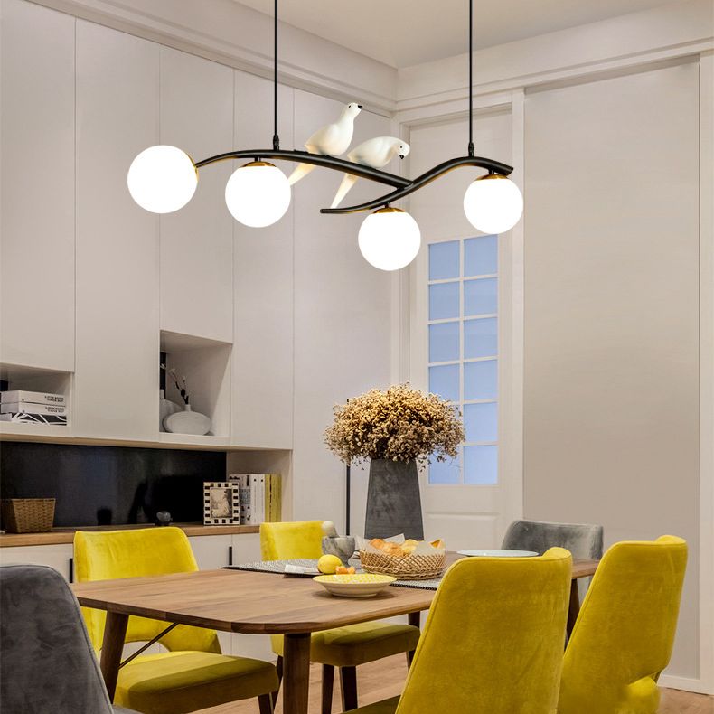 Spherical Large Kitchen Pendant Lights Glass Modern Simplicity Island Chandelier Lights for Restaurant