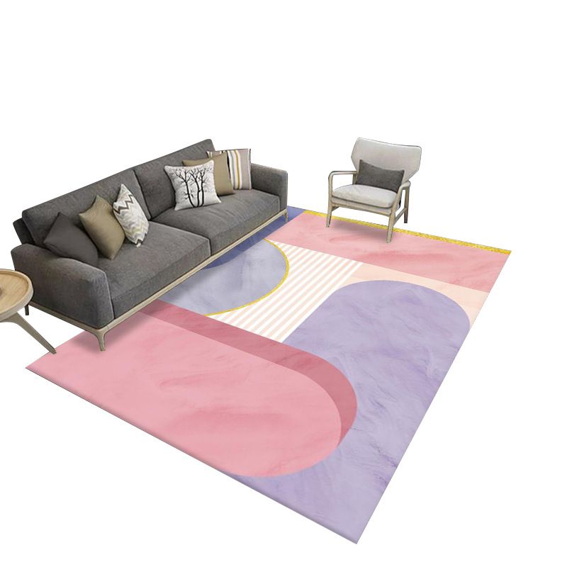 Nordic Purple Carpet Contrast Color Carpet Washable Carpet for Drawing Room