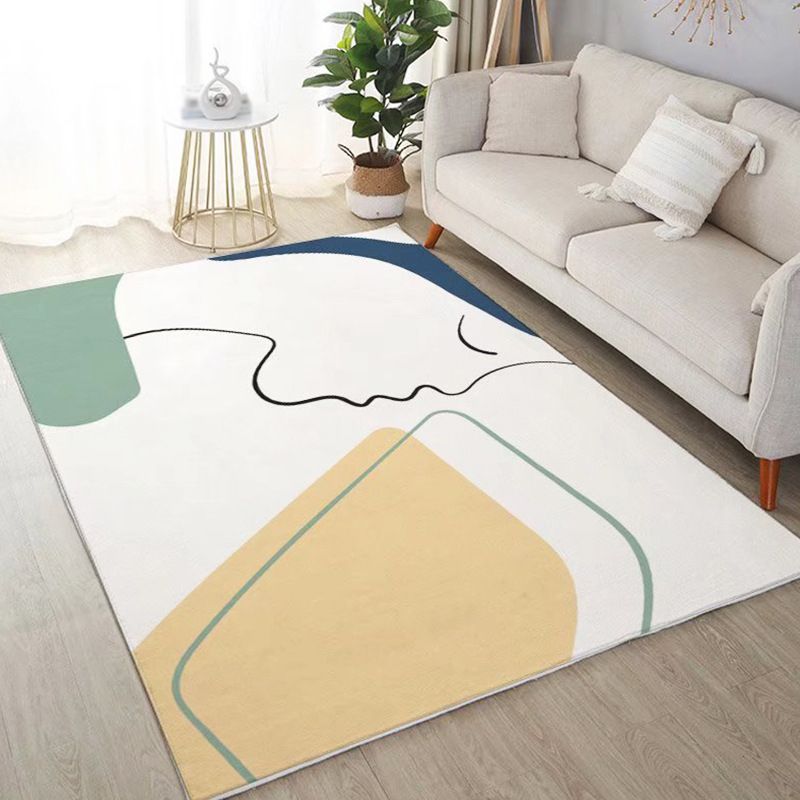 Block Rug Indoor Rug Machine Washable Stain Resistant Non-Slip Backing Rug for Living Room
