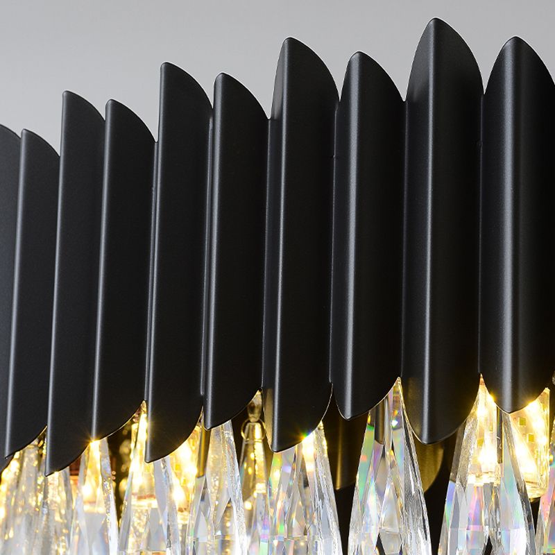 Schwarzer Anhänger Licht moderner Stil Metallkristall Kronleuchter Licht für Wohnzimmer