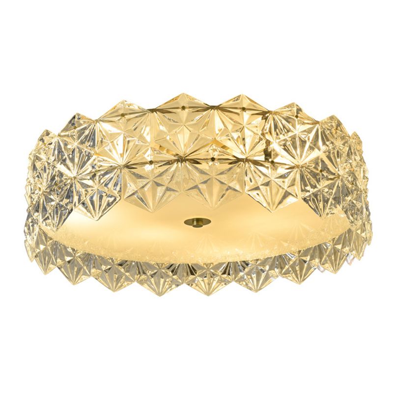 Geometric Crystal Circular Flushmount Ceiling Lamp Modern Style Gold Flush Mount Lighting for Bedroom