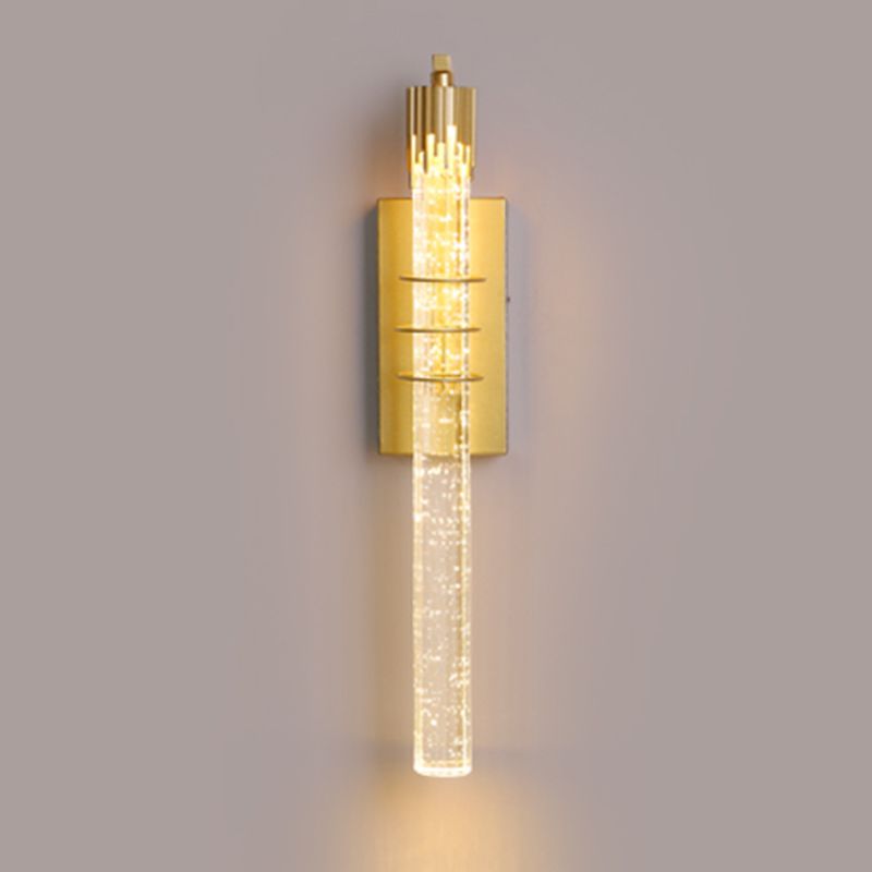 Modern Cylinder Crystal Wall Light Fixture 1-Light LED Sconce Light for Living Room