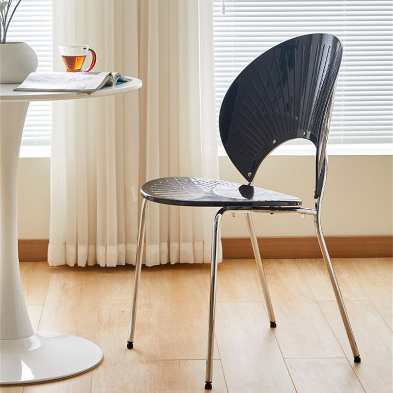 Nordic Metal Side Chair Low Back Armless Chair for Patio Use