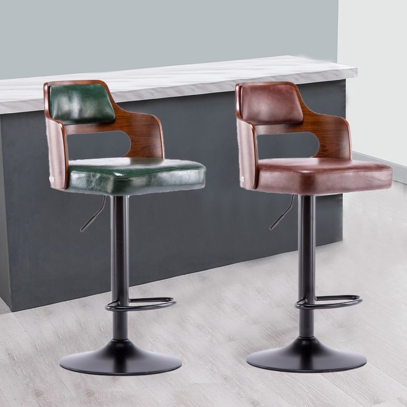 Nordic Style Leather Upholstered Barstool Adjustable Height Swivel single Bar Stool
