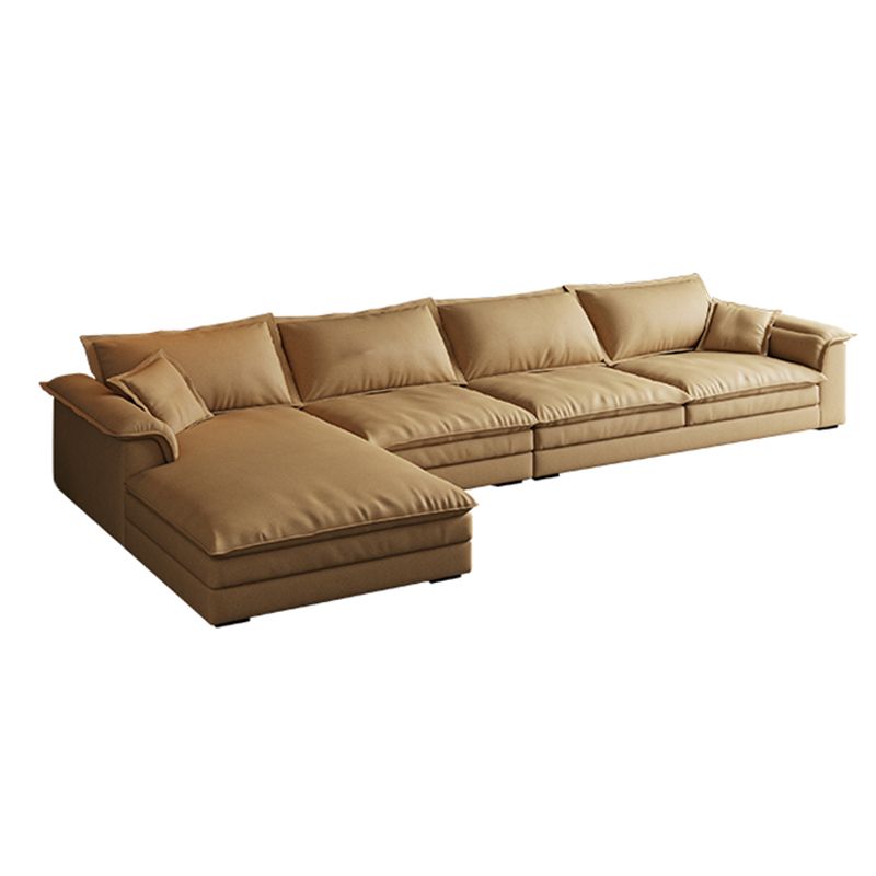 Nordic Pillow Top Arm Sofa & Chaise Faux Leather Sofa with Pillows