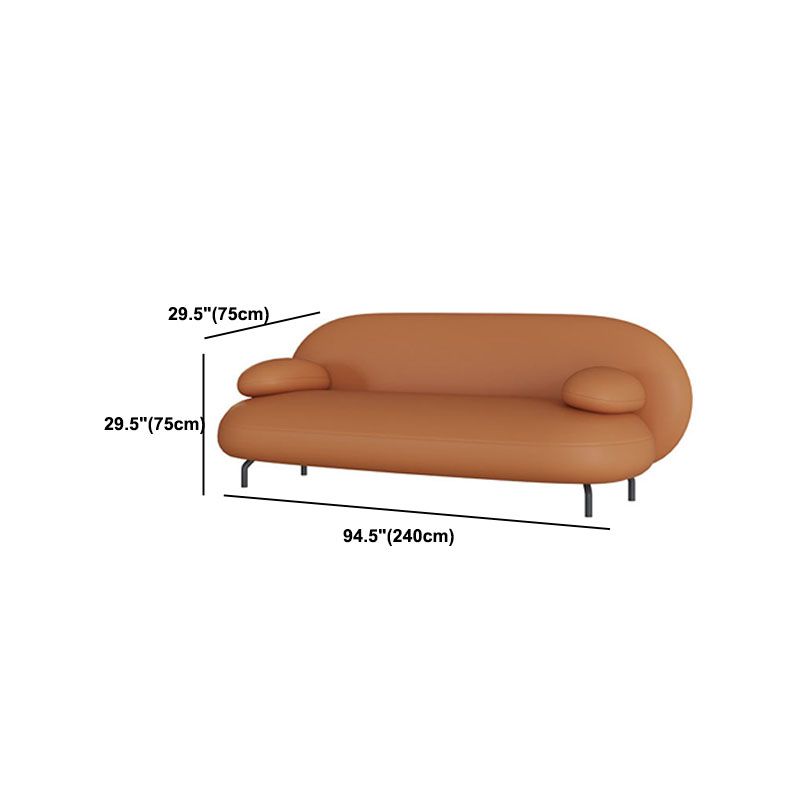 Faux Leather Modern Style Sofa 29.13" High Pillow Top Arm Seating