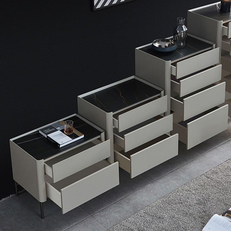 Contemporary Stone Storage Chest Vertical Bedroom Chest with Drawers